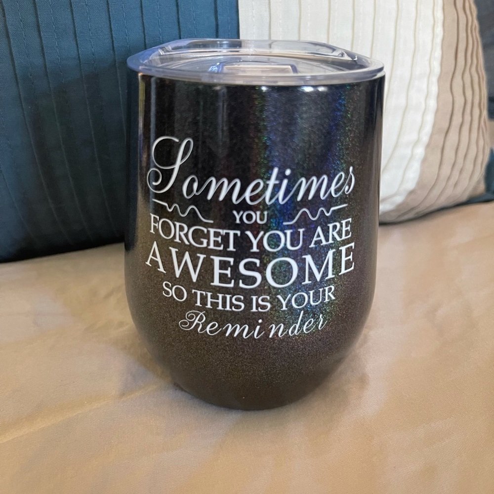 Black shimmer wine tumbler